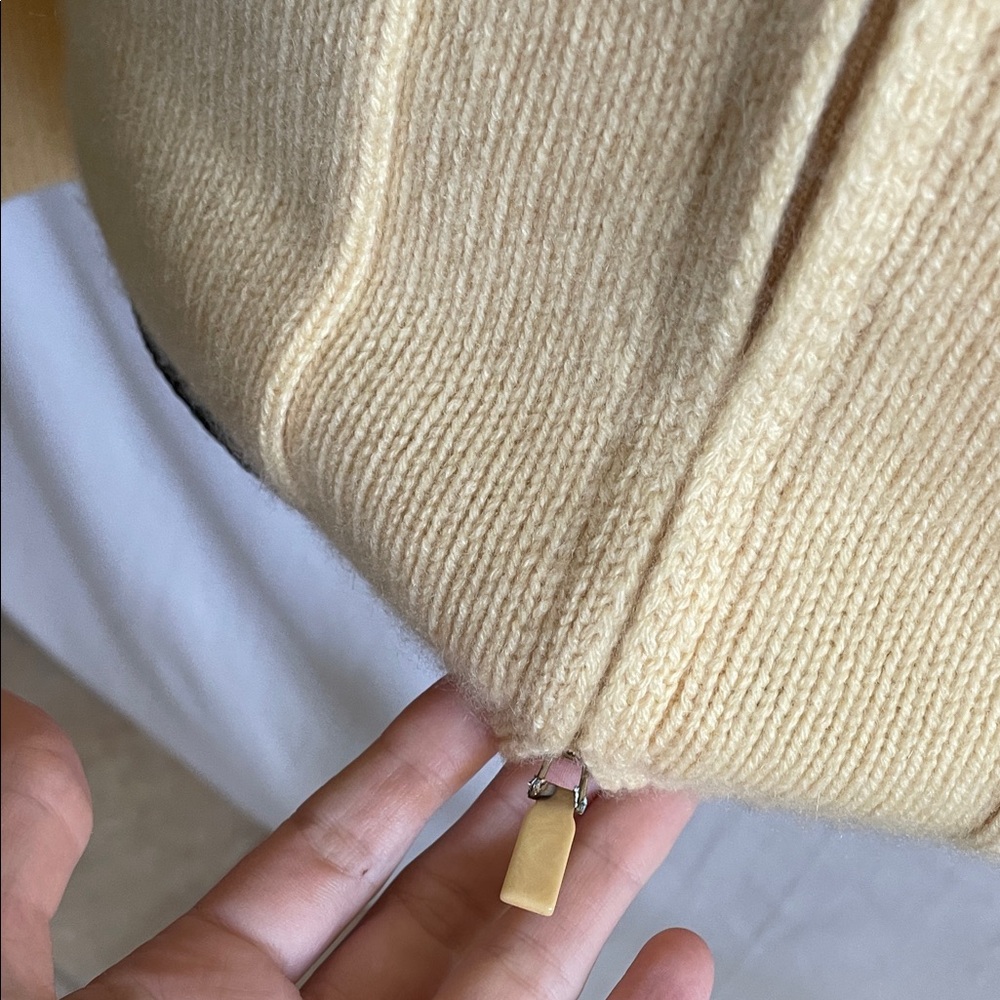 100% Cashmere knit Women's yellow Zip-Up Jacket 4 button pockets - Picture 8 of 17